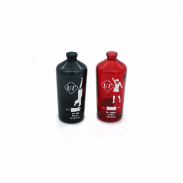 cosmetic packaging black men/red women 50ml fancy glass perfume spray bottle